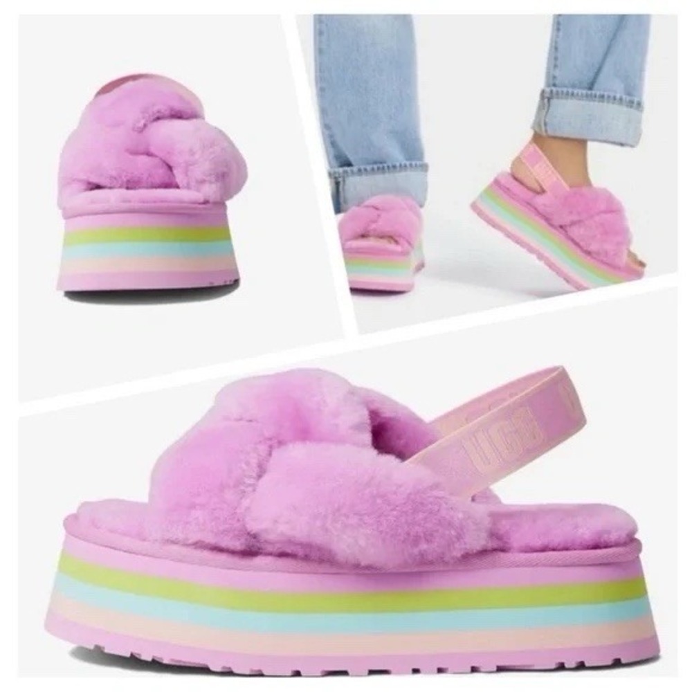 UGG Disco Knot‎ Slide Slipper Platform Sandals Pink Platform Women's Size 10 New